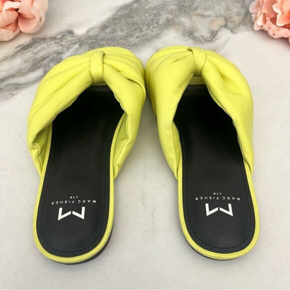 MARC FISHER Olita Slide Sandal In Yellow Leather Size 7.5 NEW - Picture 11 of 17